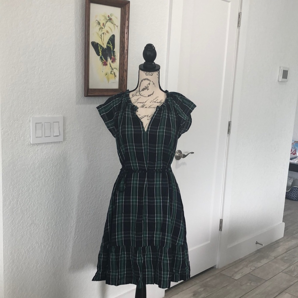Loft, size 10 navy and emerald green dress